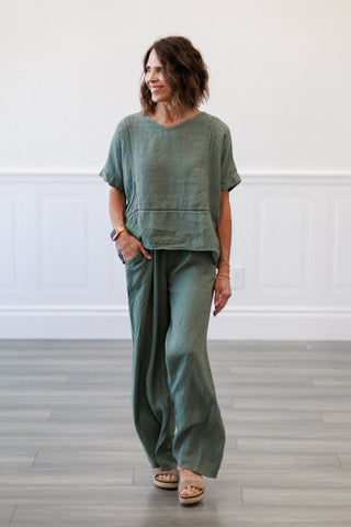 Wide Leg Italian Linen Pants