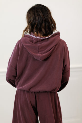 Oversized Cropped Crochet Hooded Sweatshirt