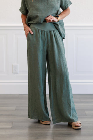 Wide Leg Italian Linen Pants
