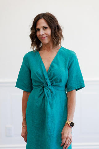 Capri Linen Twist Front Midi Dress