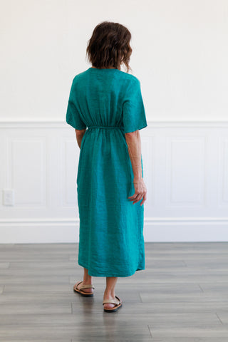 Capri Linen Twist Front Midi Dress
