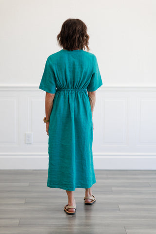 Capri Linen Twist Front Midi Dress