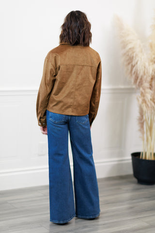 Thread & Supply Rustic Pine Suede-Look Zip Jacket in Camel