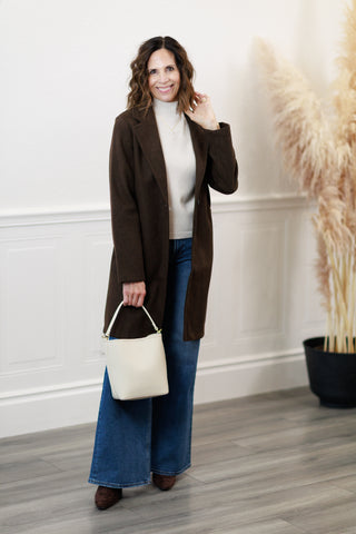 Notched Lapel Coat in Espresso