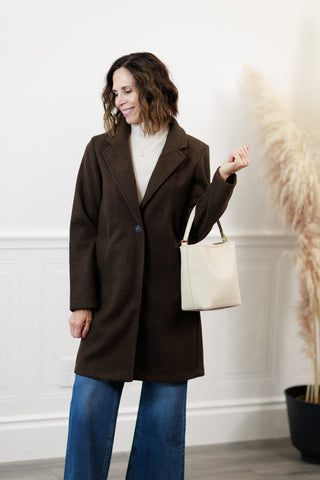 Notched Lapel Coat in Espresso