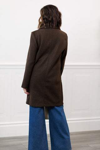 Notched Lapel Coat in Espresso