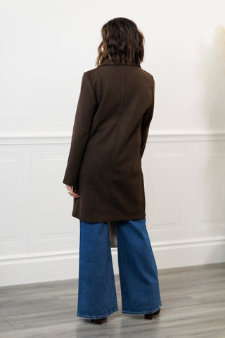 Notched Lapel Coat in Espresso