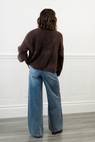 Jana Short Cardigan with Pockets in Chocolate