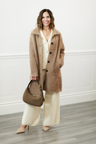Blythe Ultra Soft Long Sweater Jacket in Tan