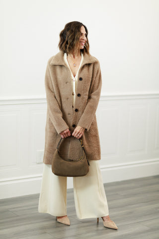 Blythe Ultra Soft Long Sweater Jacket in Tan