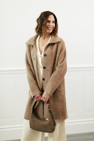 Blythe Ultra Soft Long Sweater Jacket in Tan