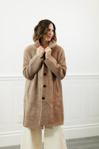 Blythe Ultra Soft Long Sweater Jacket in Tan