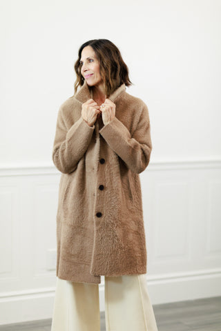 Blythe Ultra Soft Long Sweater Jacket in Tan