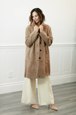 Blythe Ultra Soft Long Sweater Jacket in Tan