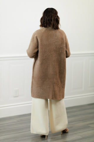 Blythe Ultra Soft Long Sweater Jacket in Tan