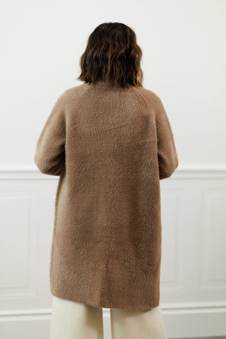 Blythe Ultra Soft Long Sweater Jacket in Tan