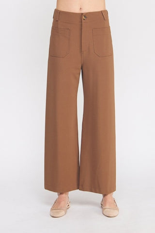 Wide Leg Dress Pants in Caramel