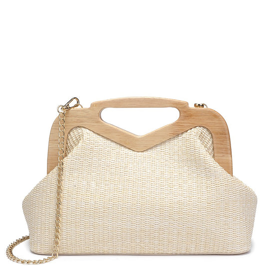 Woven Crossbody with Wood Handle
