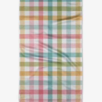 Easter Parade Plaid Tea Towel