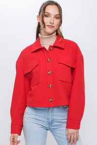 Cropped Jacket with Back Detail in Red