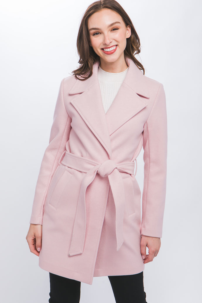 The Lapel Collared Coat in Light Pink