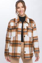 Wool Blend Plaid Shacket in Clay