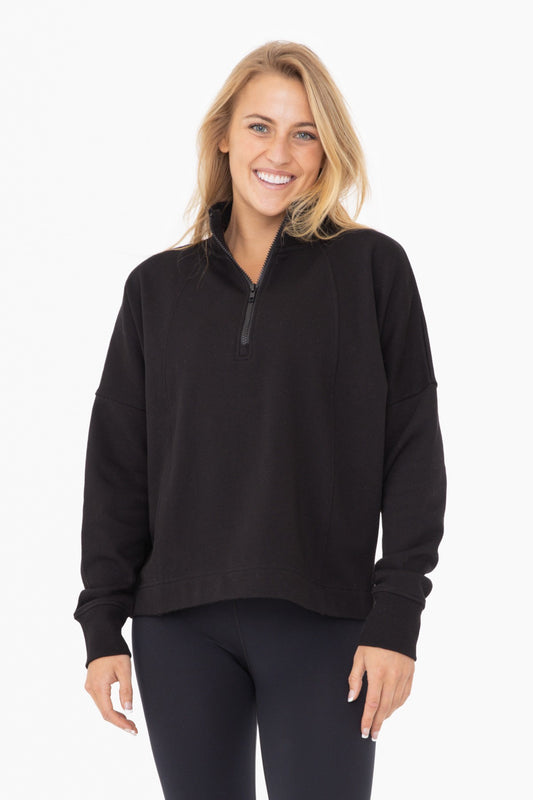 Half Zip Fleece Pullover in Black