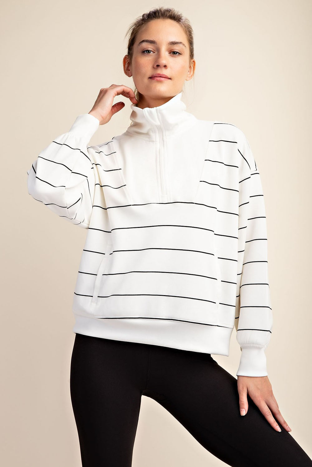 Scuba Mock Neck Quarter Zip Top