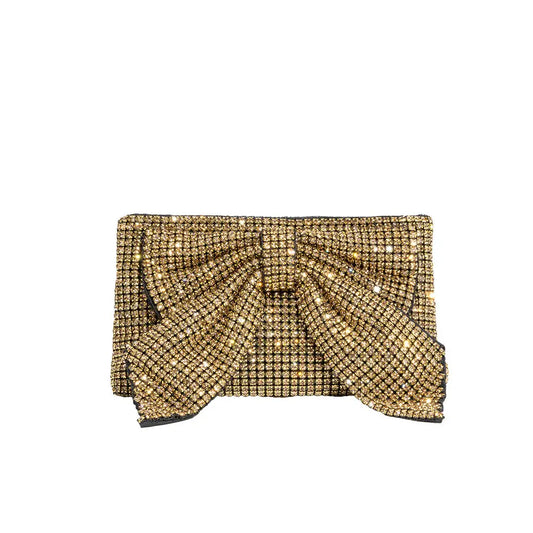 Jada Gold Bow Rhinestone Crossbody Bag