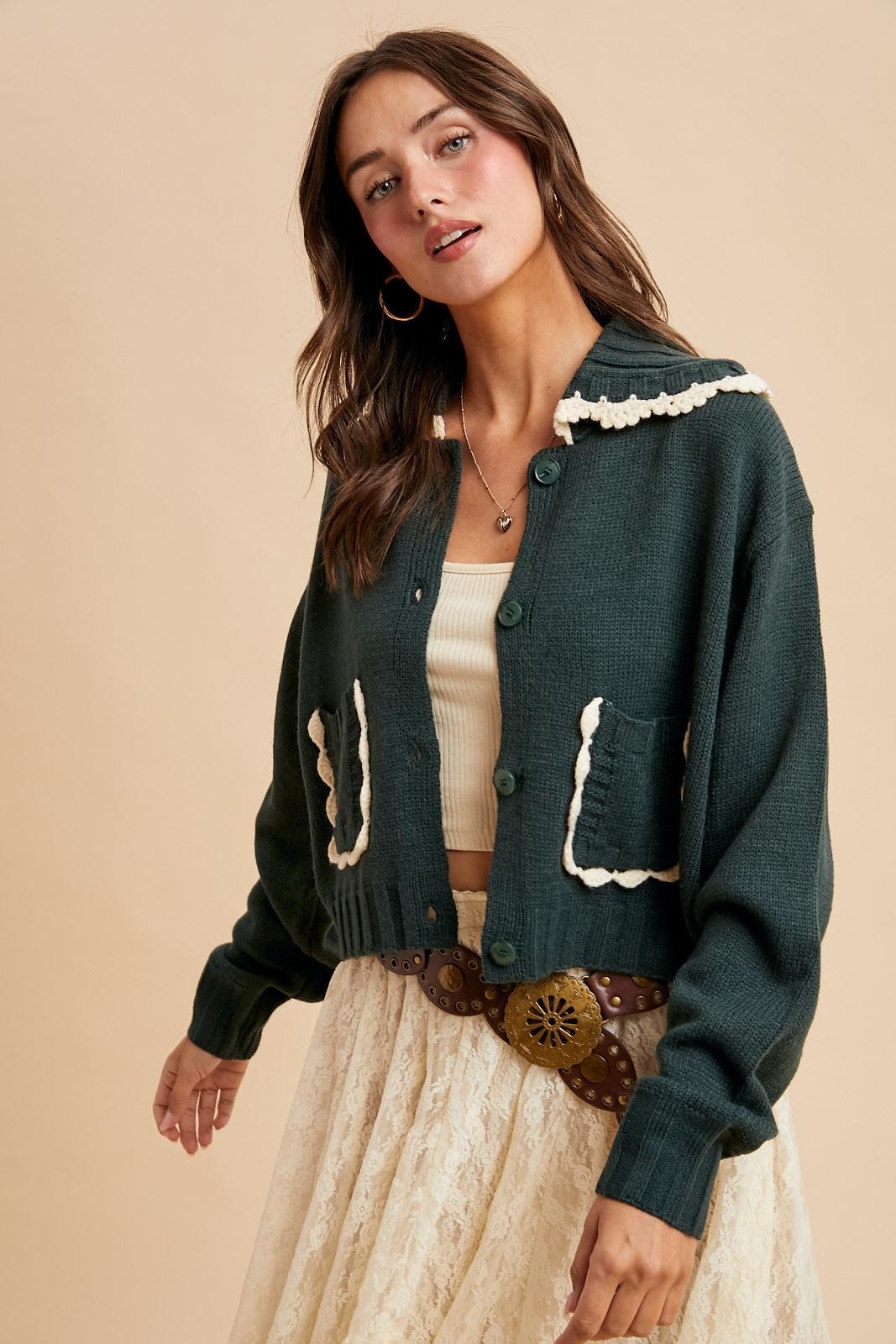 Darling Knitted Cardigan in Green