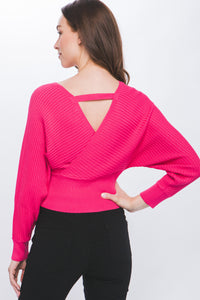 Surplice Neckline Ribbed Sweater