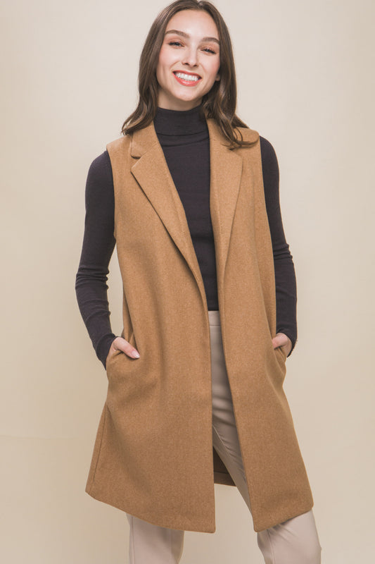 Longline Vest in Camel