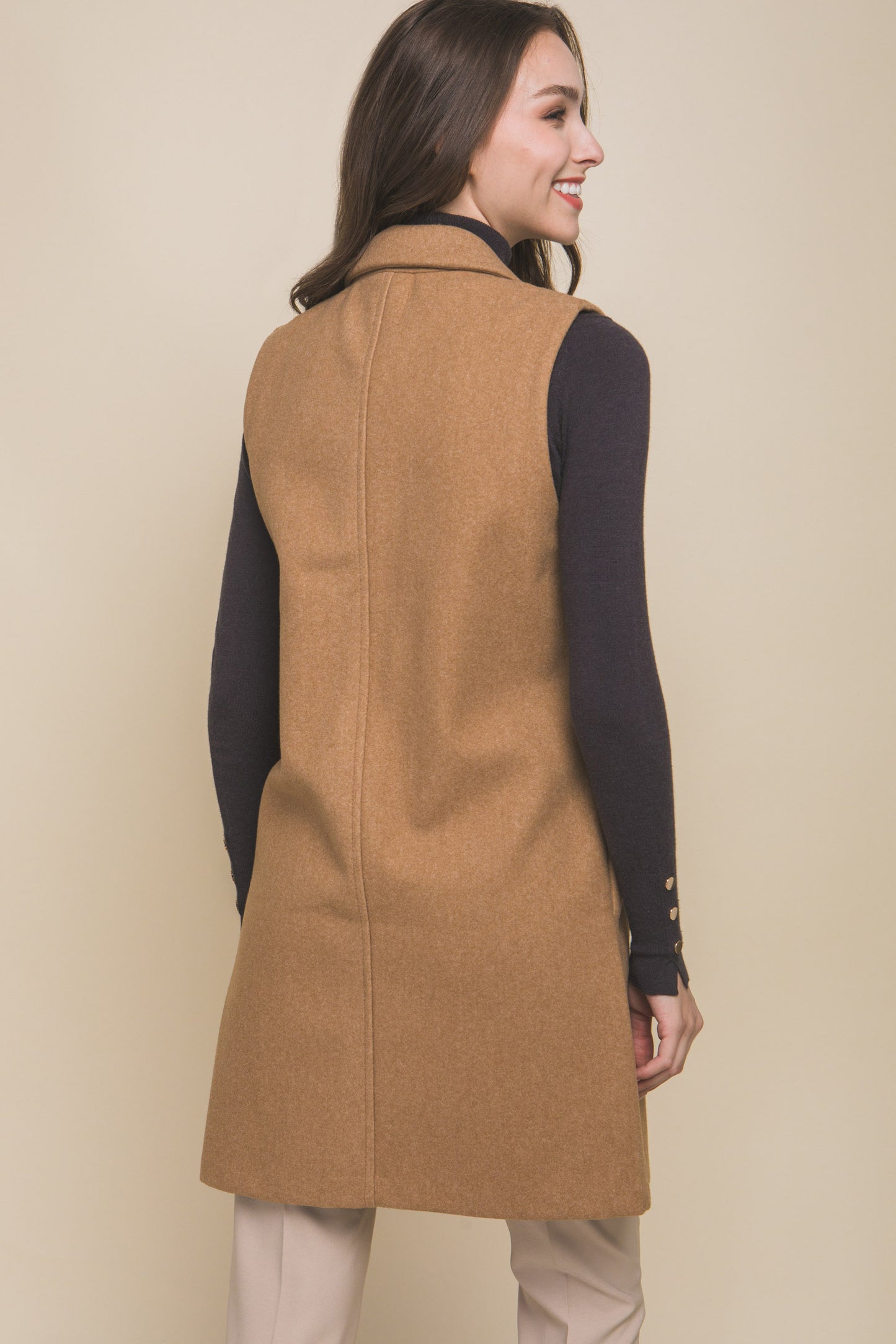 Longline Vest in Camel