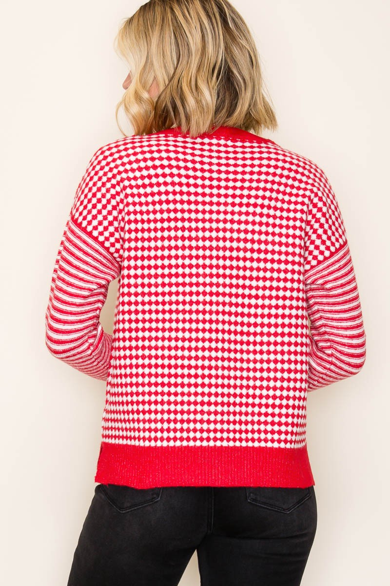 Checkerboard Sweater in Red