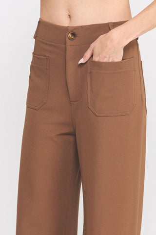 Wide Leg Dress Pants in Caramel