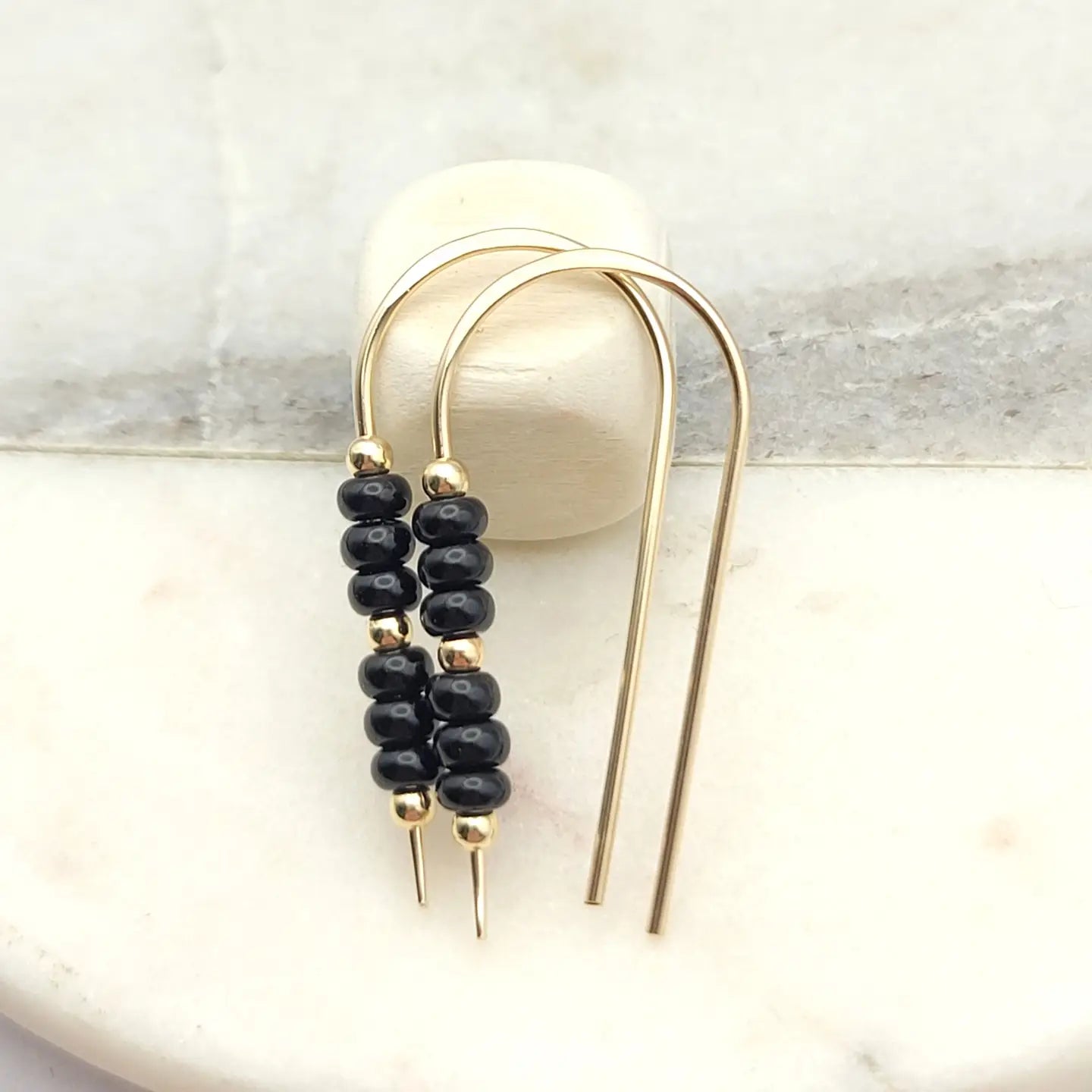 Gold & Black Threader Earrings