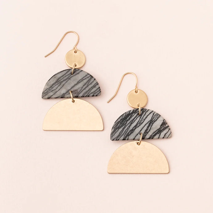 Stone Half Moon Earrings - Picasso