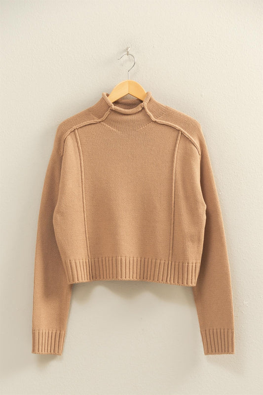 High Roll Neck Sweater in Taupe