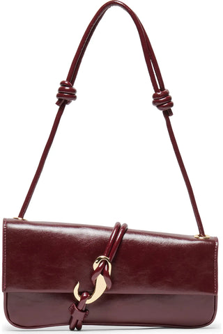 Dolce Vita Alice Leather Slant Baguette Bag in Oxblood