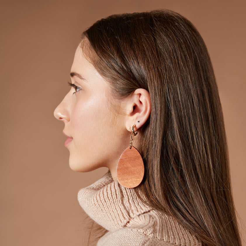Wood Teardrop Earrings