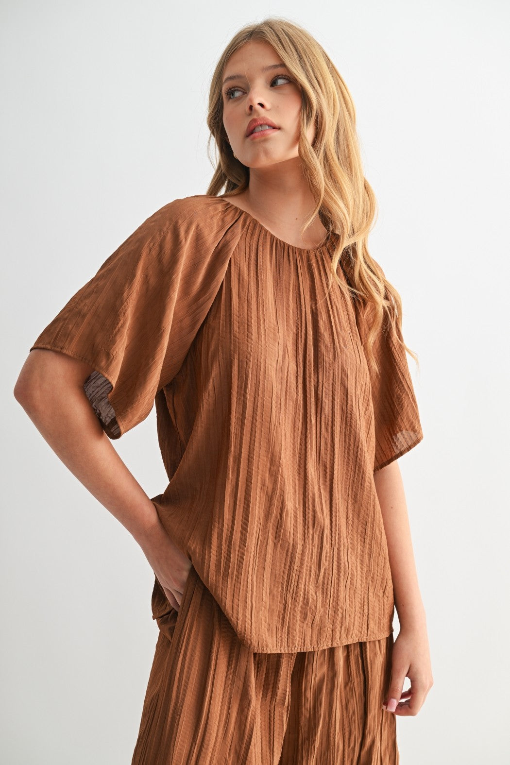 Crinkle Blouse in Copper