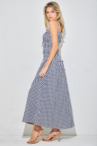 Gingham Maxi Dress in Black