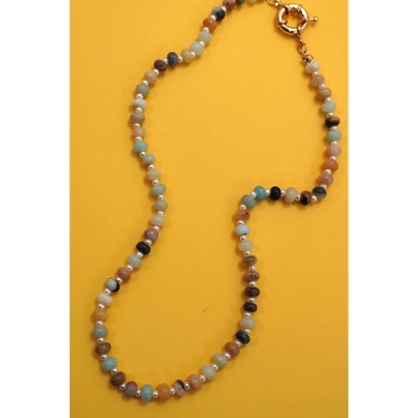 Natural Agate Bead Necklace Charm Clasp