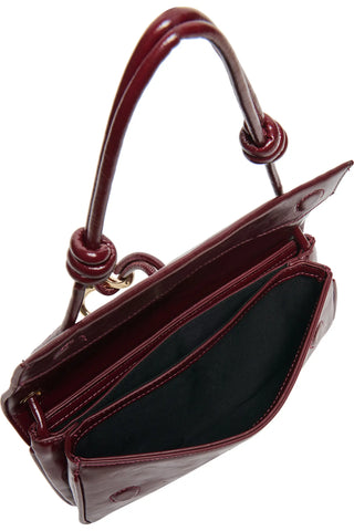 Dolce Vita Alice Leather Slant Baguette Bag in Brown Cherry