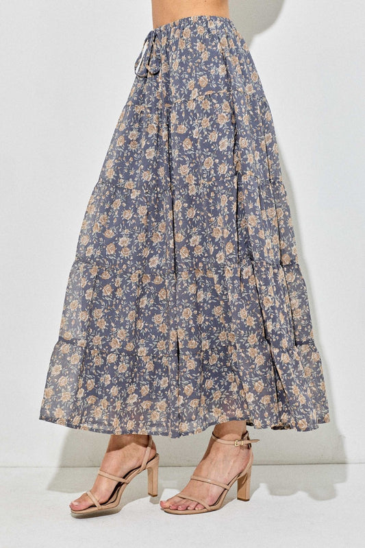 Floral Tiered Maxi Skirt