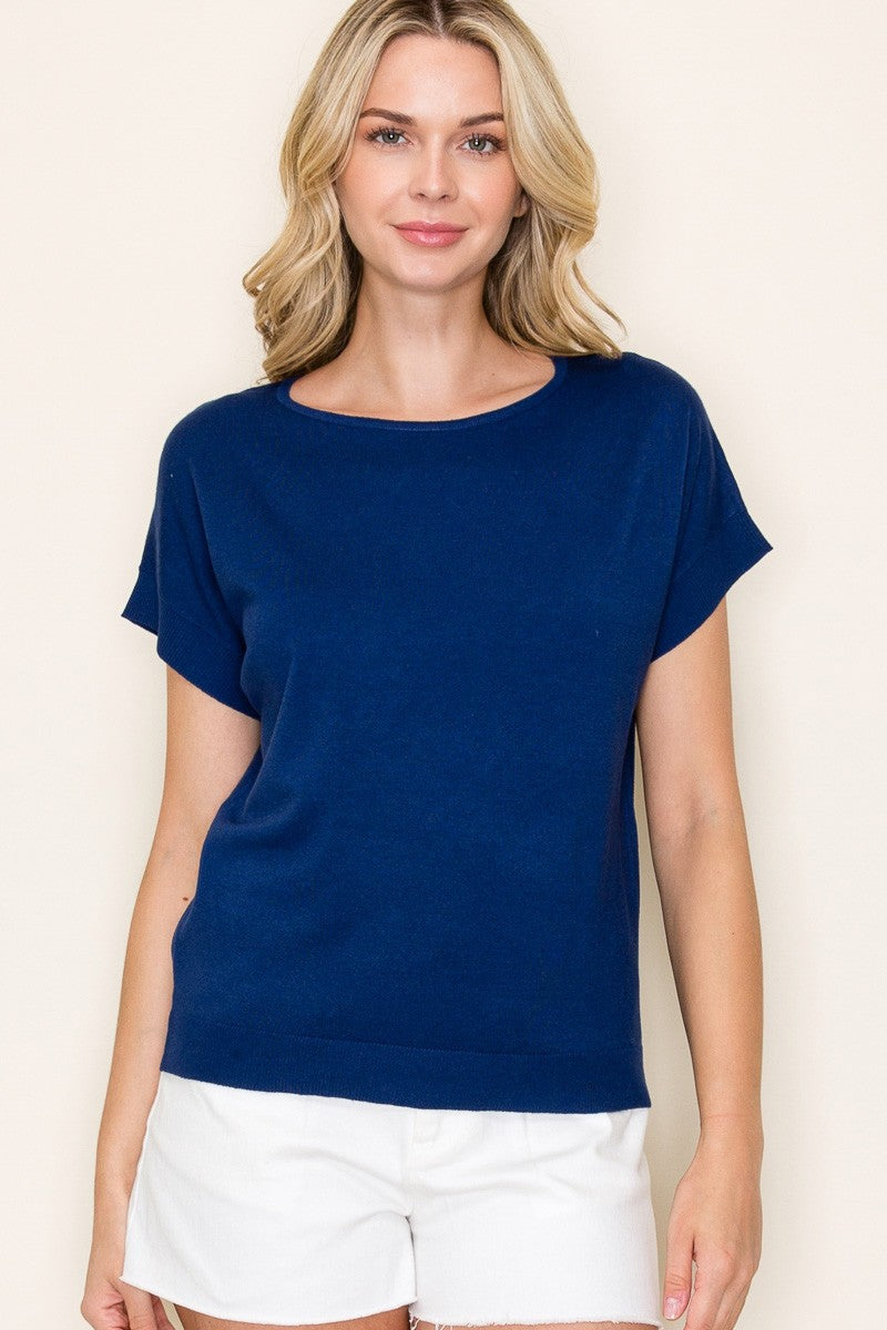 Raw Edge Short Sleeve Top