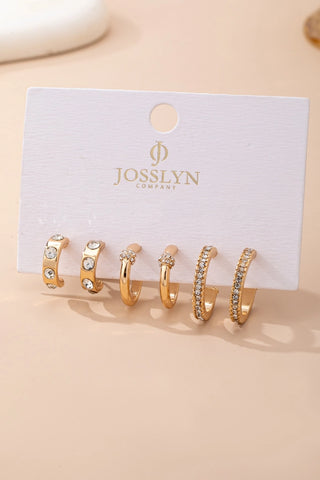 Gold-Tone Crystal Huggie Hoop Earring Set