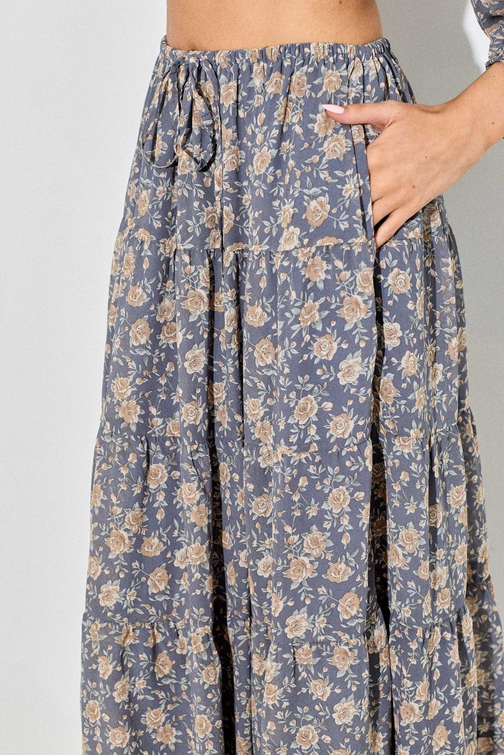 Floral Tiered Maxi Skirt