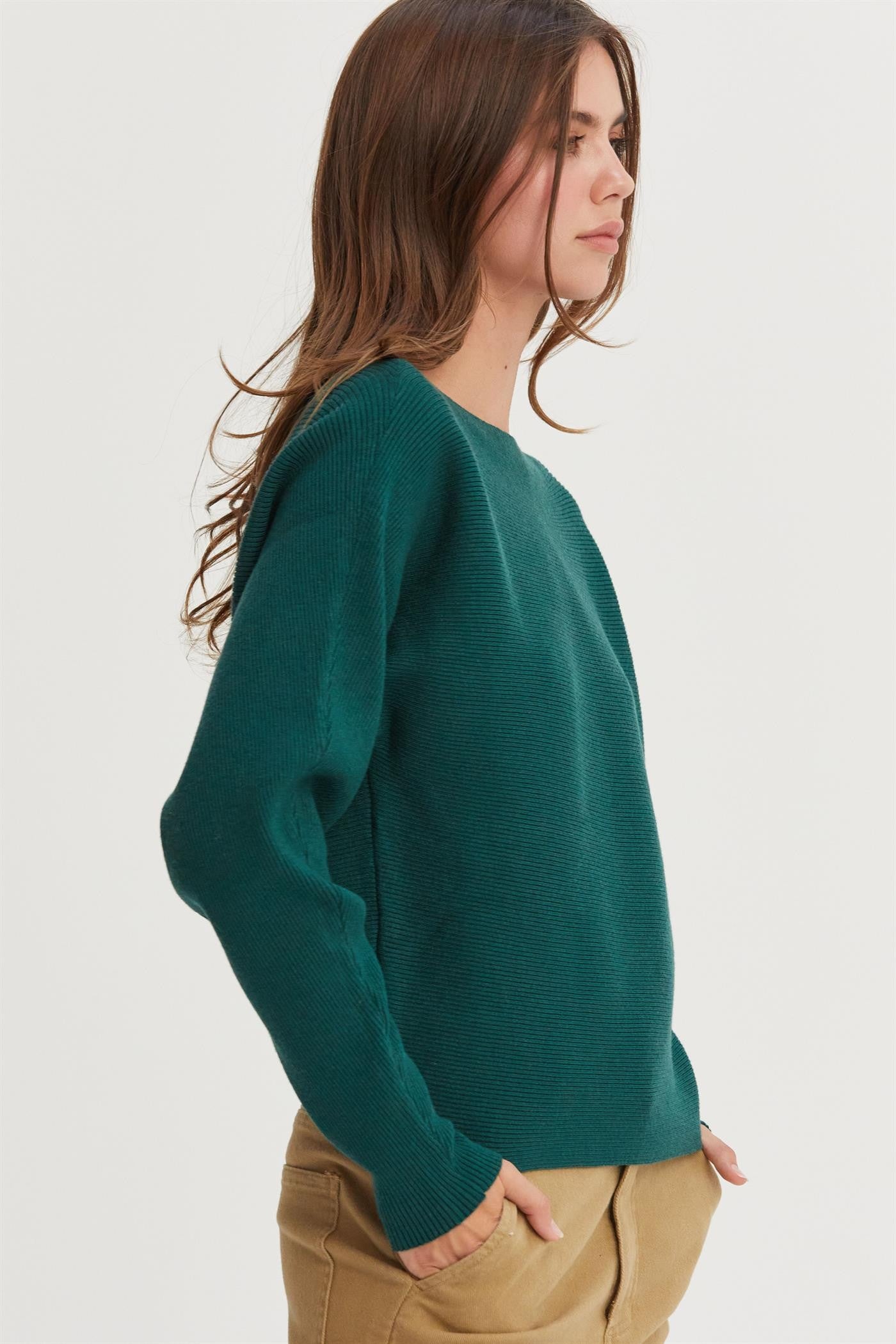 Boat Neckline Long Sleeve Top