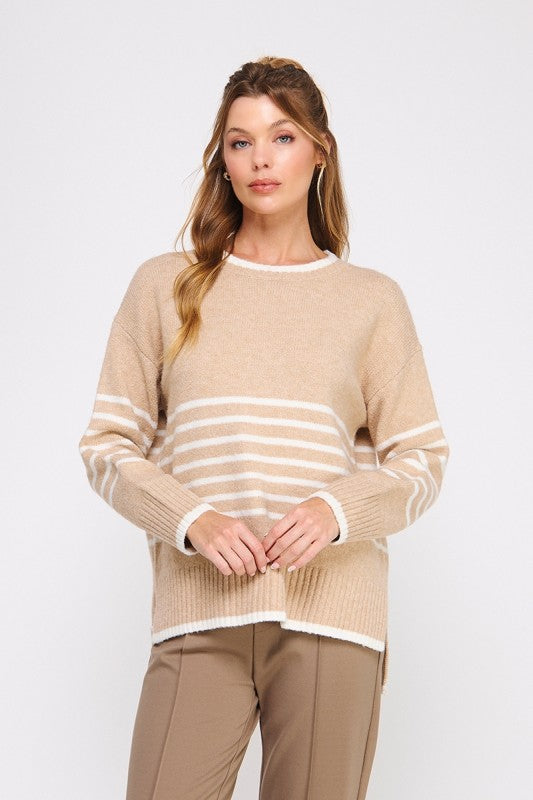 Placement Stripe Boyfriend Sweater